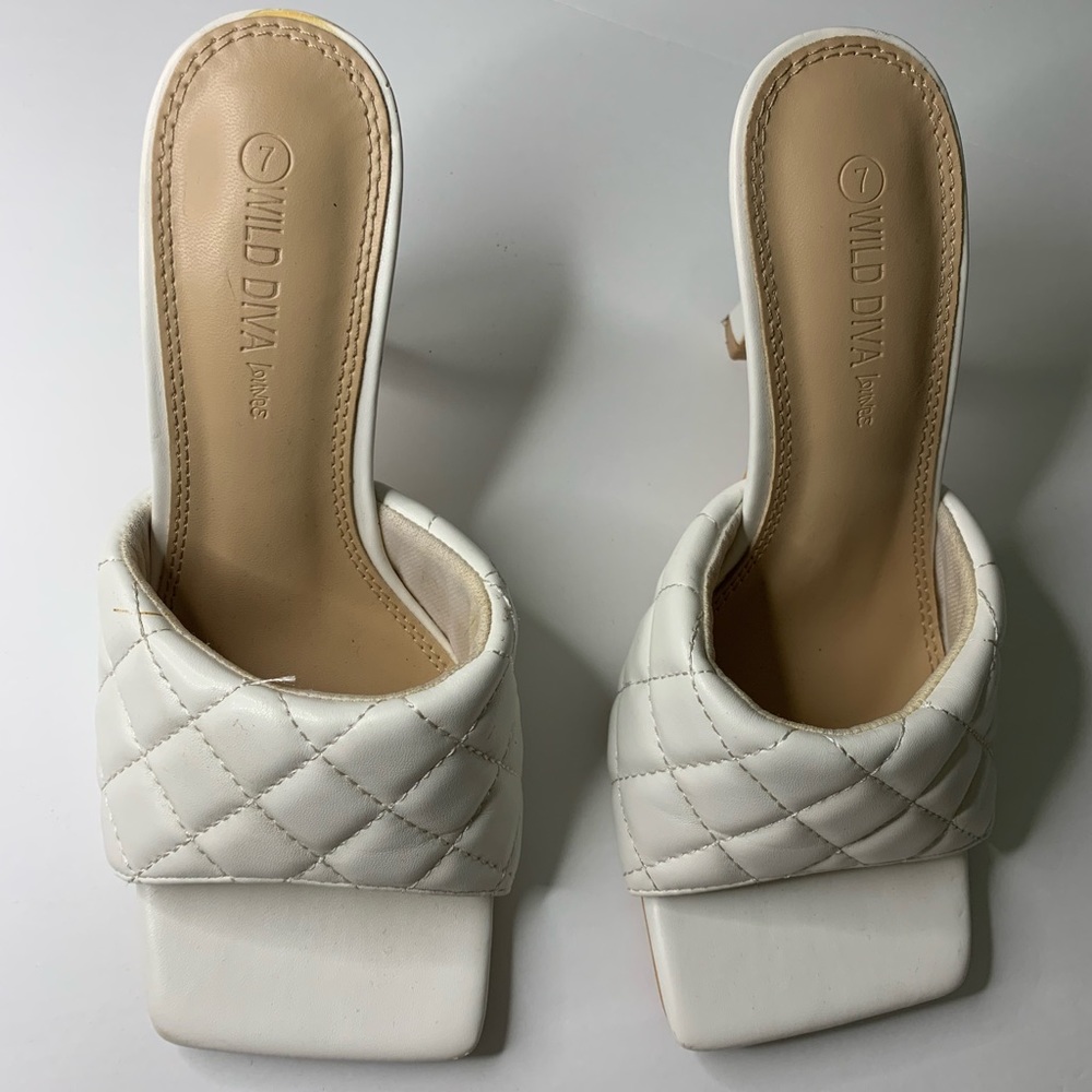 White sandal heels